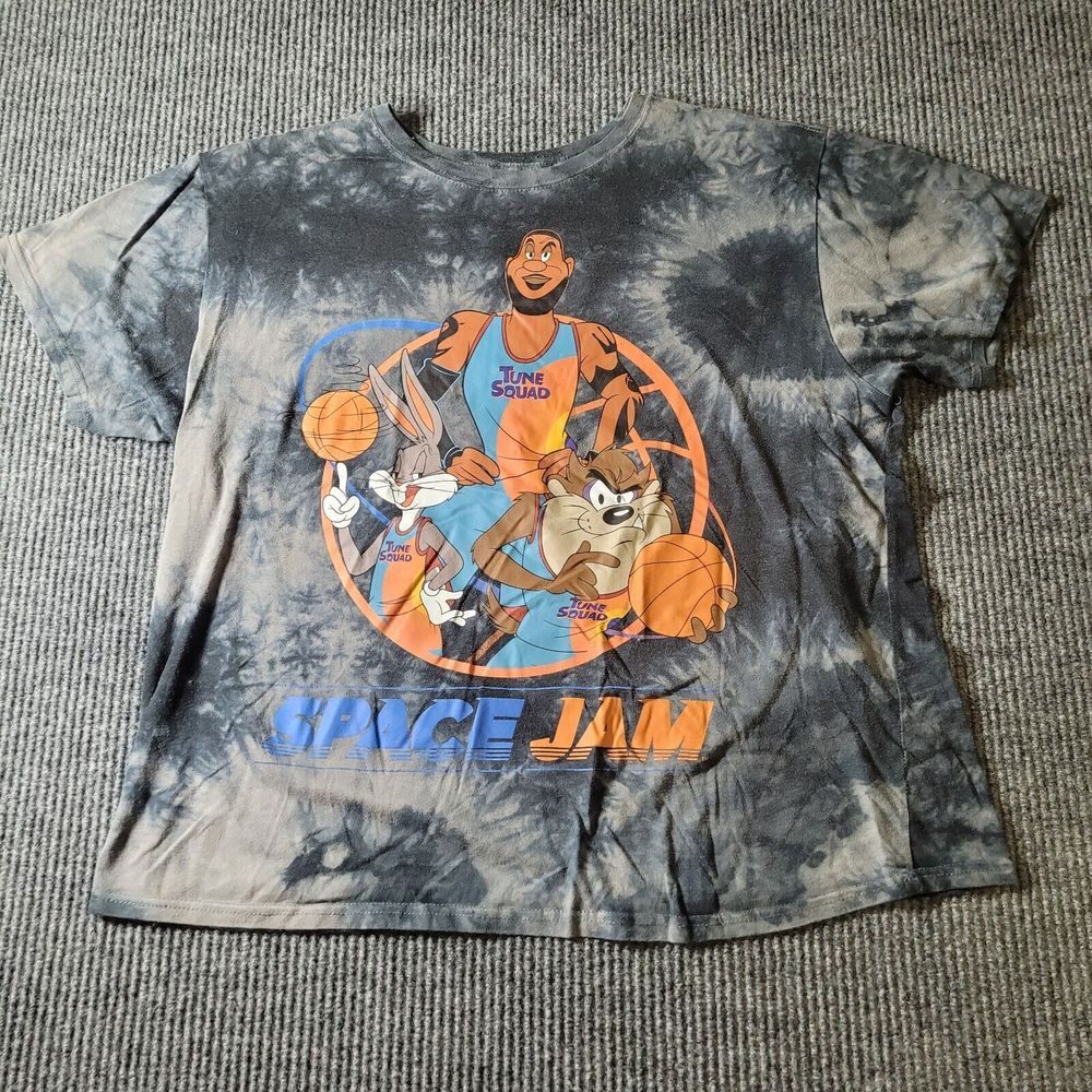 Space Jam Adult Unisex T Shirt 2XL Lebron James Gray Tie Dye